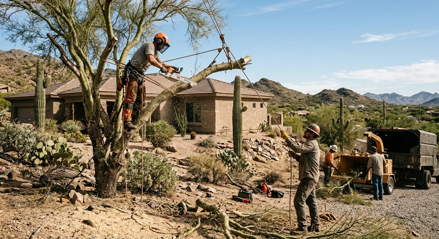Cleared desert lot with removed brush and graded terrain ready for construction